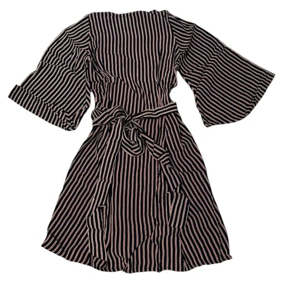 Faithfull the Brand Black Maroon and White Striped Dress - Picture 3 of 4